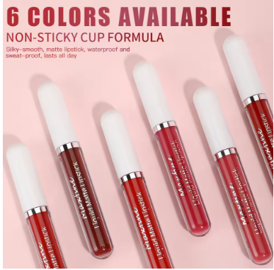 CAKAILA 6-Color Matte Lip Gloss Set – long-lasting, waterproof, non-stick, fade-resistant matte color.