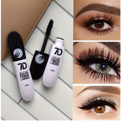 7D Fiber Mascara Set- waterproof, long-lasting, curl-enhancing, sweatproof, and smudge-proof for all skins.